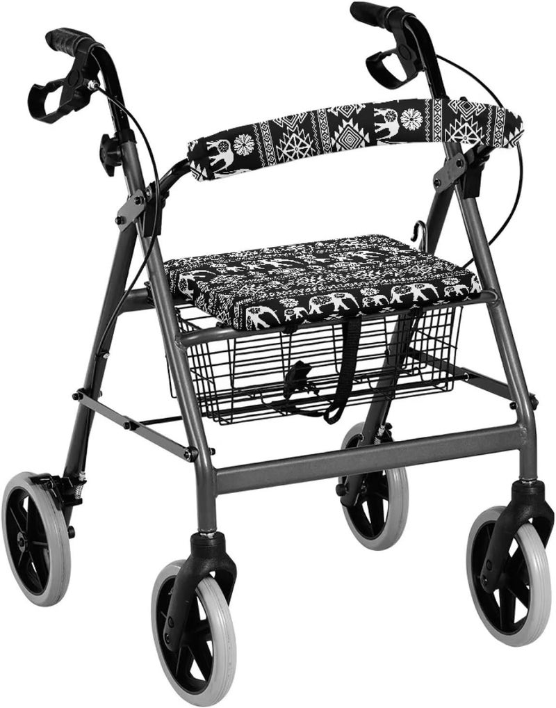 Hechitok Aztec Tribal Elephant Rollator Walker Seat & Backrest Covers Set - Washable, Dust Proof, Universal Fit for Seniors, Soft & Comfortable Walker Accessories - Image 1
